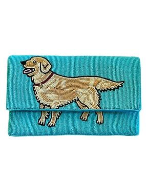 Golden Retriever Crossbody Clutch Bag, Dog Beaded Bag Lily Posh